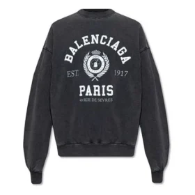 Est. 1917 College Logo Print Crewneck Sweatshirt “Washed Black” 697869TMV991000