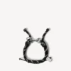Malibu cord bracelet in black/white/shiny silver