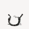 Malibu cord bracelet in black/white/shiny silver