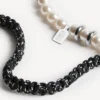 Malibu pearl bracelet/choker in black/white/shiny silver