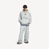 Men’s 3b football polo hoodie in grey/white