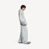 Men’s 3b football polo hoodie in grey/white