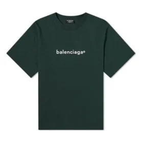 Men”s Balenciaga Alphabet Printing Round Neck Pullover Short Sleeve Green 612966TIV543011