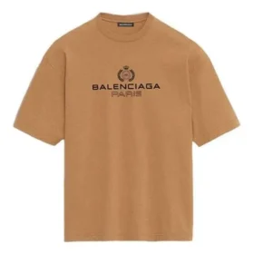 Men”s Balenciaga Alphabet Printing Version Short Sleeve Cream Yellow 594579TGV609605