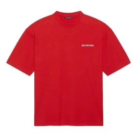 Men”s Balenciaga Large Logo Retro Short Sleeve Red 612966TIVG56540