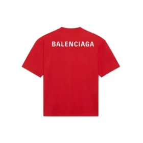 Men”s Balenciaga Large Logo Retro Short Sleeve Red 612966TIVG56540