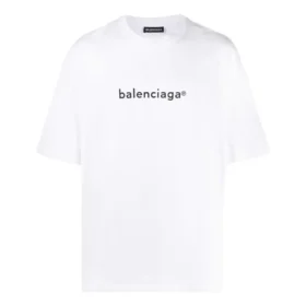 Men”s Balenciaga Logo Printing Cozy Short Sleeve White 612966TIV549040