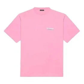 Men”s Balenciaga Logo Printing Short Sleeve Pink 641675TJVF75713
