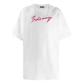 Men”s Balenciaga Logo Printing Short Sleeve White 583214TFV639783