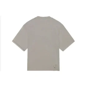 Men”s Balenciaga Mosaic Logo BB Alphabet Loose Hole Distress Short Sleeve Gray 651795TKVF58174