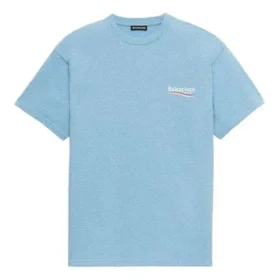 Men”s Balenciaga Political Campaign Printing Version Round Neck Short Sleeve Blue 570803TBV425840