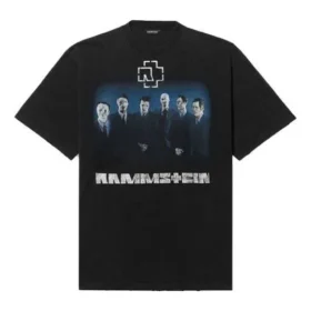 Men”s Balenciaga Rammstein Germany Band Crossover Short Sleeve Black 651795TLV511000