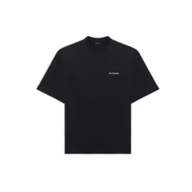 Men”s Balenciaga Retro Sports Logo Short Sleeve Black 641614TJVL41000