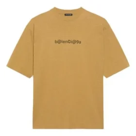 Men”s Balenciaga Round Neck Alphabet Printing Short Sleeve Khaki 620969TIV509605