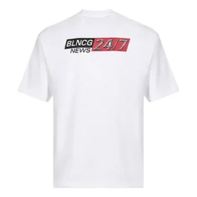 Men”s Balenciaga Round Neck Short Sleeve White 612966TIVD19000