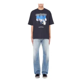 Men”s Balenciaga Speed Hunters Black Blue Band Short Sleeve Gray 541875TCV381055