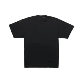 Men”s Balenciaga SS21 Alphabet Printing Pattern Hole Round Neck Short Sleeve Black 651795TKVB81070