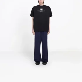 Men”s Balenciaga SS21 B Alphabet logo Pattern Short Sleeve Black 570803TFV761000