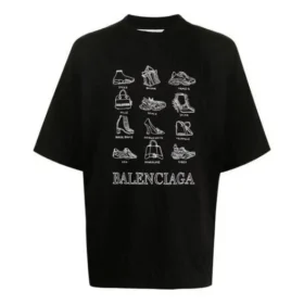Men”s Balenciaga SS21 Casual Printing Large Short Sleeve Black 641614TJV801070