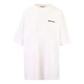 Men”s Balenciaga SS21 Cotton Logo Round Neck Short Sleeve White 641655TJV879040