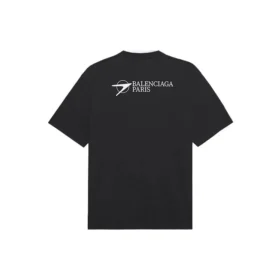 Men”s Balenciaga SS21 Embroidered Logo Short Sleeve Black 641675TKV861070