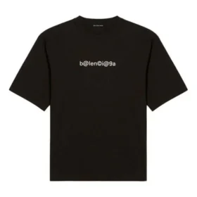 Men”s Balenciaga Symbolic Round Neck Alphabet Printing Short Sleeve Black 620969TIV501070