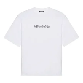Men”s Balenciaga Symbolic Round Neck Alphabet Printing Short Sleeve White 620969TIV509040