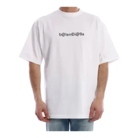 Men”s Balenciaga Symbolic Round Neck Alphabet Printing Short Sleeve White 620969TIV509040
