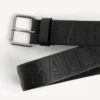 Men’s debossed logo belt in black