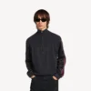 Men’s hybrid zip-up sweater in dark grey