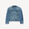 Men’s squeeze denim motorcycle jacket in dark blue
