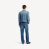 Men’s squeeze denim motorcycle jacket in dark blue