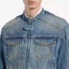 Men’s squeeze denim motorcycle jacket in dark blue