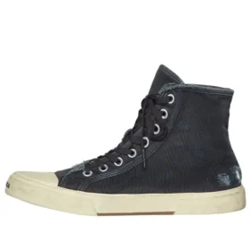 Paris High Top Sneakers “Black Destroyed Denim and White Rubber” 688756W3RC11090