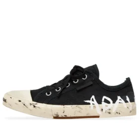 Paris Low Top Graffiti Sneakers “Black and White Destroyed Cotton” 688757W3RR51099