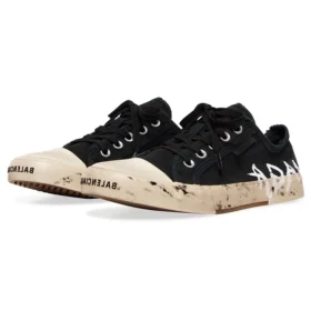 Paris Low Top Graffiti Sneakers “Black and White Destroyed Cotton” 688757W3RR51099
