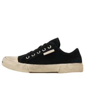 Paris Low Top Sneakers “Black Destroyed Cotton and White Rubber” 688757W3RC21090