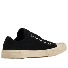 Paris Low Top Sneakers “Black Destroyed Cotton and White Rubber” 688757W3RC21090