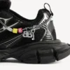 Women’s 3xl sneaker with charms in black/silver