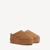 Women’s alaska soft platform mule in brown/white