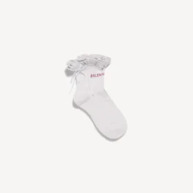 Women’s bow socks in white/pink