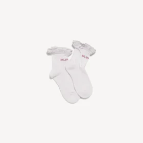 Women’s bow socks in white/pink