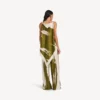 Women’s brush scratch scarf top in khaki