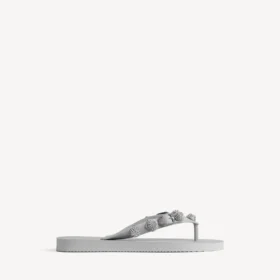 Women’s cagole thong sandal in balenciaga grey/crystal