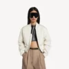 Women’s cropped bomber jacket in ivory