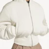 Women’s cropped bomber jacket in ivory