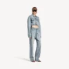 Women’s cropped curved jacket in bleach light bleu