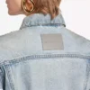 Women’s cropped curved jacket in bleach light bleu