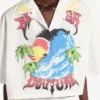 Women’s extreme tie dye bowling shirt in white/yellow