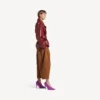 Women’s folded short trench in burgundy